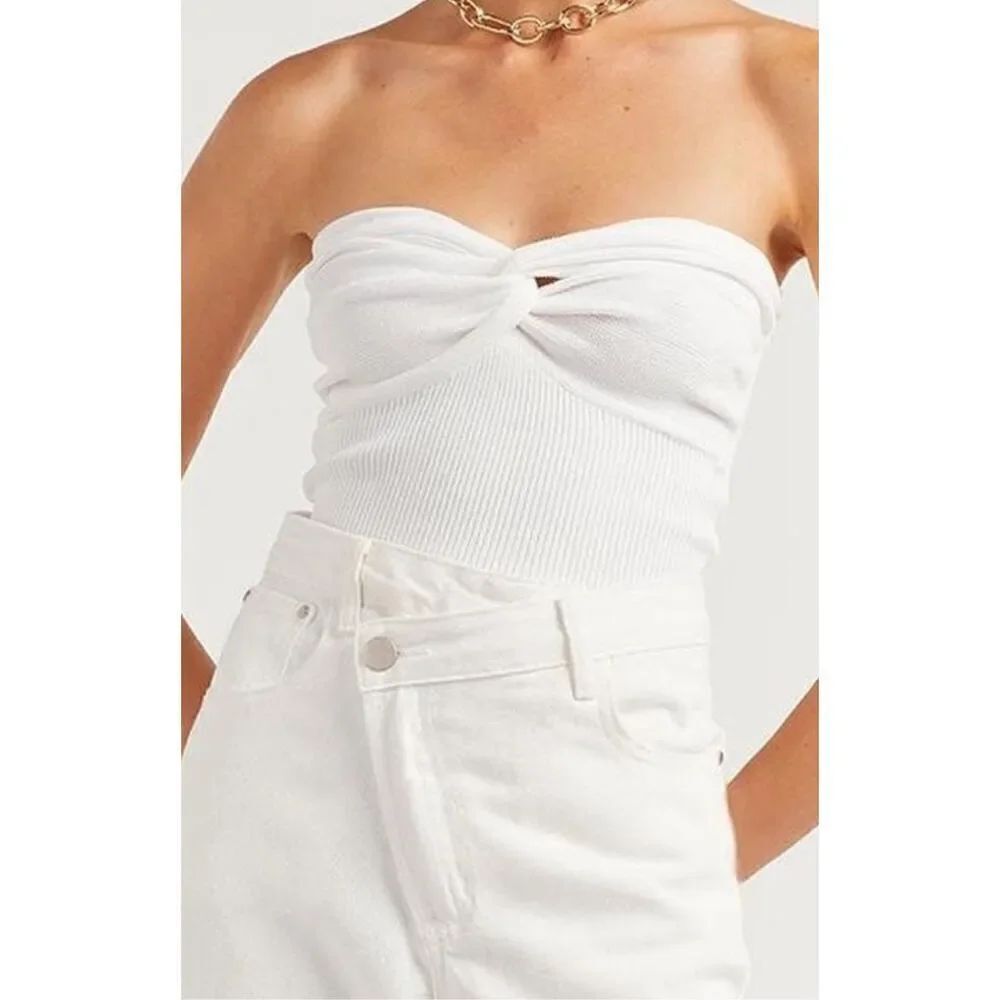NWT DISSH Anika Twisted Off White Strapless Knit Top (Size 12)